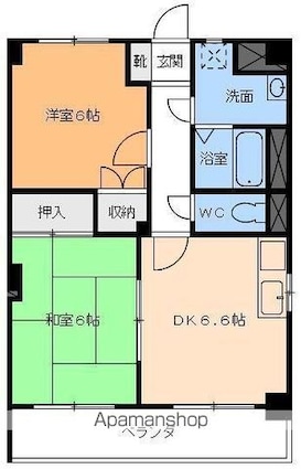 サウスコート松年[2DK/48m2]の間取図