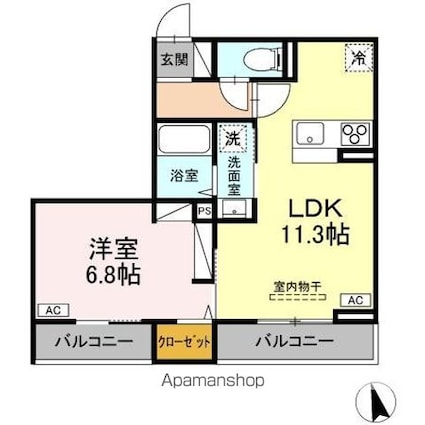 ＤーＰＲＥＣＩＯＵＳ小金井本町[1LDK/41.11m2]の間取図