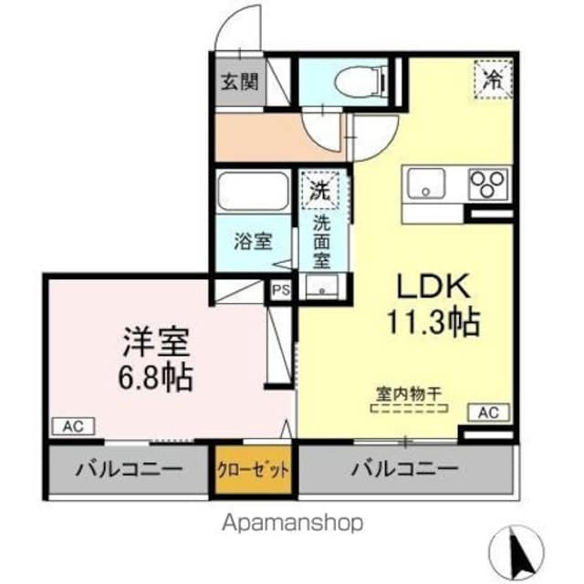 ＤーＰＲＥＣＩＯＵＳ小金井本町[1LDK/41.11m2]の間取図