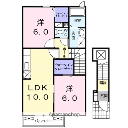 ベルアンジュⅡ[2LDK/54.85m2]の間取図