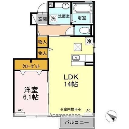 ボンシック　３番館[1LDK/49.91m2]の間取図