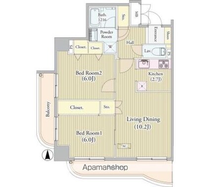センテニアルタワー[2LDK/59.39m2]の間取図