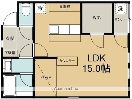 メイプルＳＡＣＨＩ・Ⅰ[1R/38.5m2]の間取図