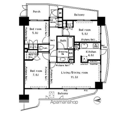 パークアクシス四谷ステージ[3LDK/72.45m2]の間取図