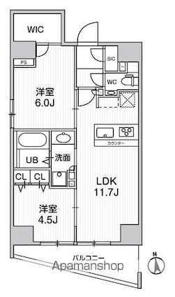 リテラス秋葉原イースト[2LDK/53.21m2]の間取図