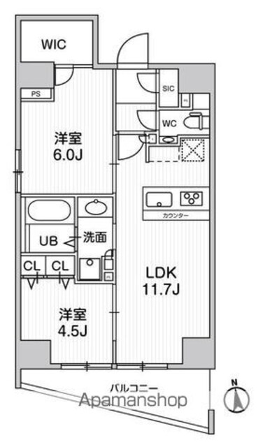 リテラス秋葉原イースト[2LDK/53.21m2]の間取図