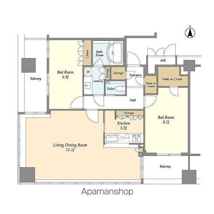 品川グラスレジデンス[2LDK/87.48m2]の間取図