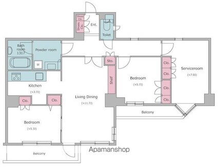レジディア文京音羽[2SLDK/76.18m2]の間取図