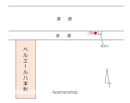 ベルエール八本松３０２号[1DK/30.89m2]の配置図