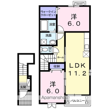 アウローラⅢ[2LDK/57.26m2]の間取図