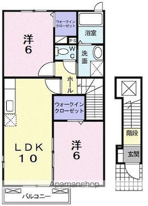 サンパティーク・メゾンＡ[2LDK/54.85m2]の間取図