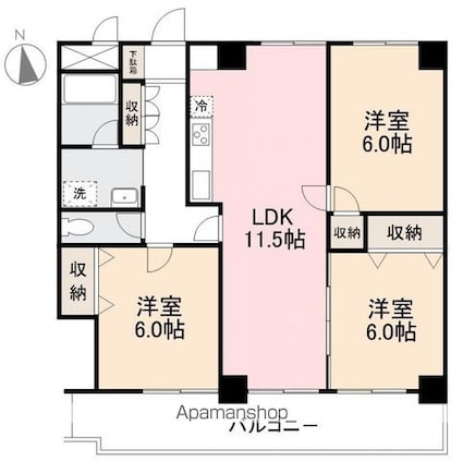 ドミール松縄[3LDK/77.72m2]の間取図