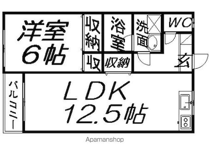 岩手県滝沢市穴口[1LDK/47.22m2]の間取図