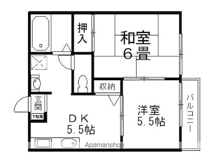 滋賀県彦根市小泉町[2DK/36m2]の間取図
