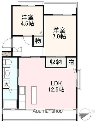 香川県高松市元山町[2LDK/55.69m2]の間取図