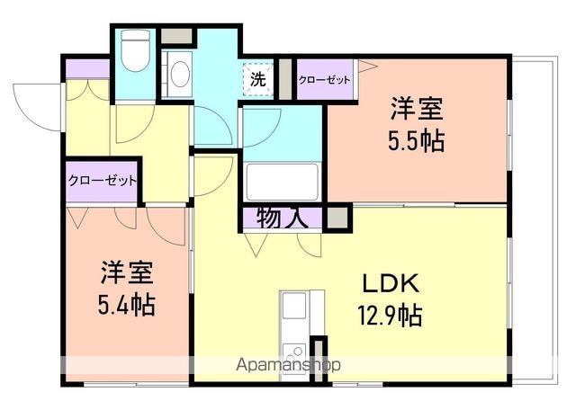 和歌山県和歌山市北出島１丁目[2LDK/57.58m2]の間取図