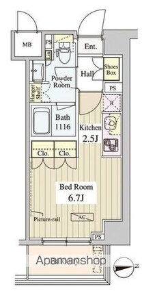 ＷＡＳＥＤＡ　ＡＰＡＲＴＭＥＮＴ[1K/26.2m2]の間取図