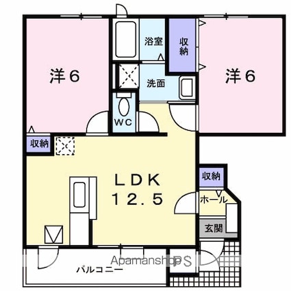 ウィルレジデンスⅠ[2LDK/52.75m2]の間取図