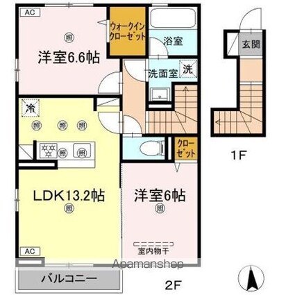 Ｄーｒｏｏｍ　ＳａｃｈｉＩＩＩ[2LDK/63.22m2]の間取図