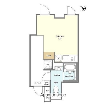 ＮＯＺＯＭＩＯ　ｐｒｅｍｉｅｒ幡ヶ谷[1R/25.4m2]の間取図