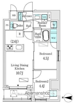 ＡＳＭＡＣＩ　ＭＡＩＳＯＮ両国Ⅰ[2LDK/45.97m2]の間取図