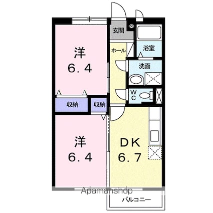 メゾングリーンヒルⅡ[2DK/47.23m2]の間取図