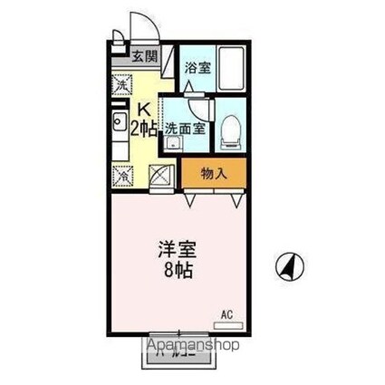 セジュール山田　Ｃ[1K/26.45m2]の間取図