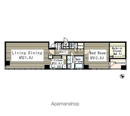 パークルージュ赤坂檜町[1LDK/89.04m2]の間取図