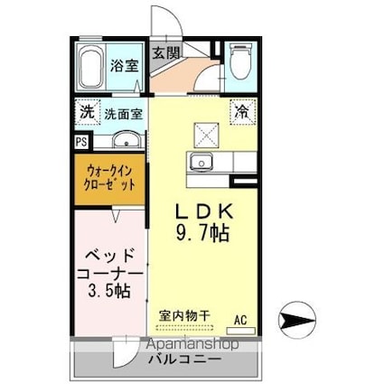 アニバーサリー[1LDK/33.12m2]の間取図