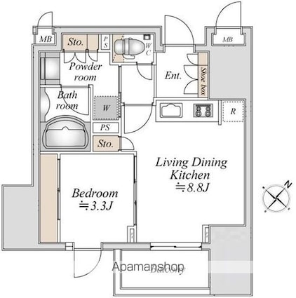 Ｌａ　Ｄｏｕｃｅｕｒ巣鴨[1LDK/34.75m2]の間取図