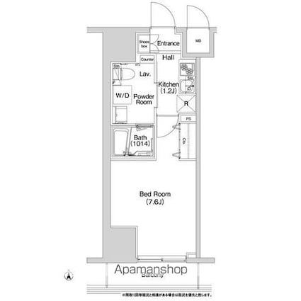 コンフォリア上野入谷[1K/25.76m2]の間取図