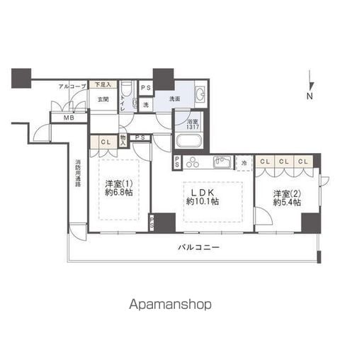 アップルタワー大阪谷町の間取り写真