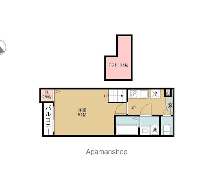 プレミアヒルズ仙台国見[1K/21.79m2]の間取図