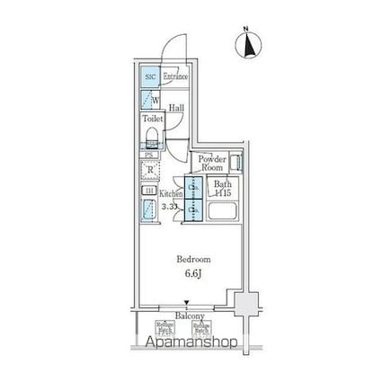 東京都中野区中央１丁目[1R/26.14m2]の間取図