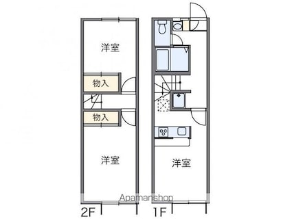 レオパレス新名[2DK/49.68m2]の間取図