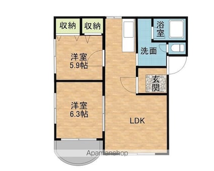 セルジェ・さくら[2LDK/58.3m2]の間取図