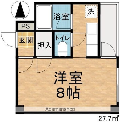 リヴェール入船[1K/27.7m2]の間取図