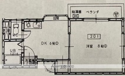 パステルクボ６[1DK/26m2]の間取図