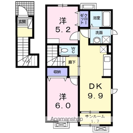 フェアリー・テール　Ⅳ[2DK/55.09m2]の間取図
