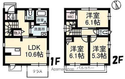 岡山県岡山市北区東古松[3LDK/74.22m2]の間取図