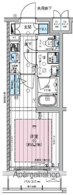 東京都板橋区坂下３丁目[1K/25.95m2]の間取図
