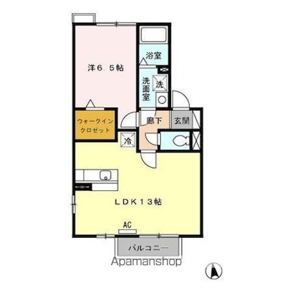 ノース・ウエスト蘇原　Ｂ[1LDK/45.38m2]の間取図