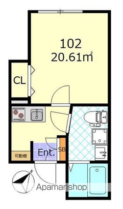 ルーエ南小岩[1K/20.61m2]の間取図