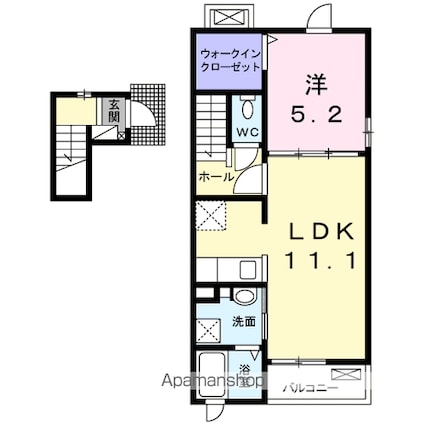 ネオ弐番館[1LDK/43.47m2]の間取図