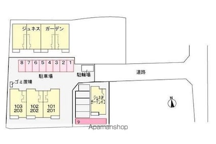 香川県高松市元山町[2LDK/57.54m2]の配置図