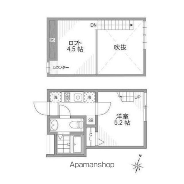 グランエッグス三軒茶屋Ｎ[1K/18m2]の間取図