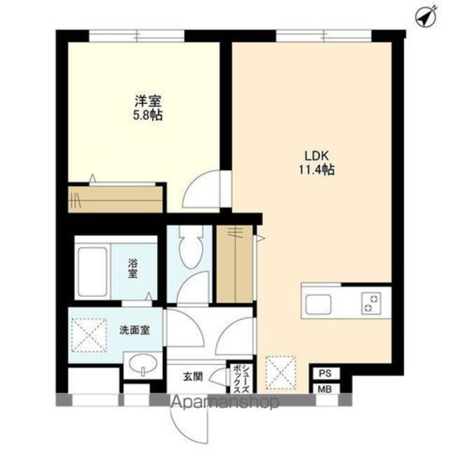 ウェルスクエアイズム木場[1LDK/40.44m2]の間取図