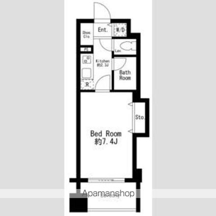 プライムアーバン日本橋茅場町[1K/24.09m2]の間取図