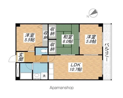フォルクス淡海[3LDK/62.72m2]の間取図