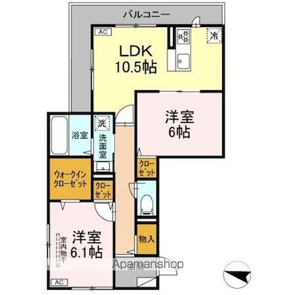 Ｅーｃｏｍｆｏｒｔ　Ｆｌａｔ[2LDK/58.92m2]の間取図